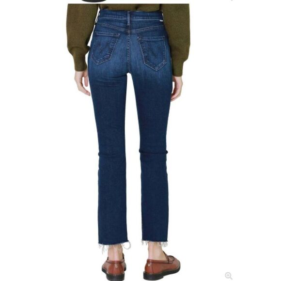 MOTHER The Rascal Ankle Snippet Straight Leg Raw Hem Mid Rise Dark Wash Size 26 - Picture 13 of 13